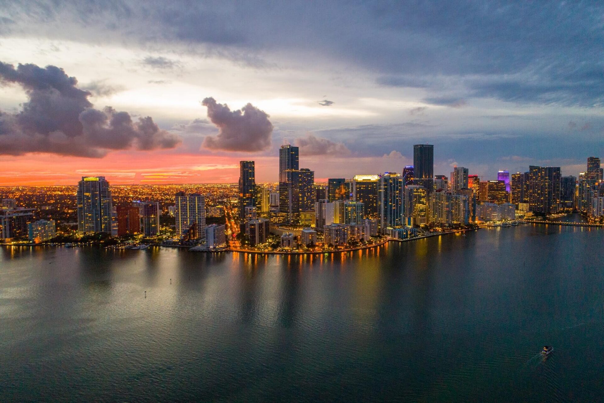 Brickell Miami skyline with high-rise buildings overlooking the bay